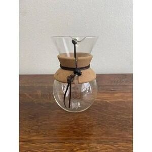 Bodum Glass Pour Over Coffee Drip Carafe WithCork‎ Band And Leather Cord. 6 Cups